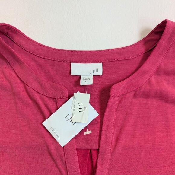 J. Jill Modal Shirt Roll Tab Sleeves Size XL Fuchsia NEW - Picture 3 of 8